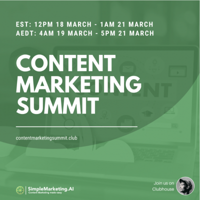 Content Marketing Summit March 2021 on Clubhouse