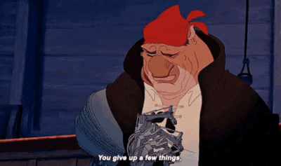 John Silver looking down with the quote You give up a few things, chasing a dream