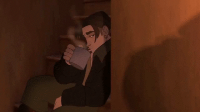 Jim Hawkins watching Silver tell stories with shadows